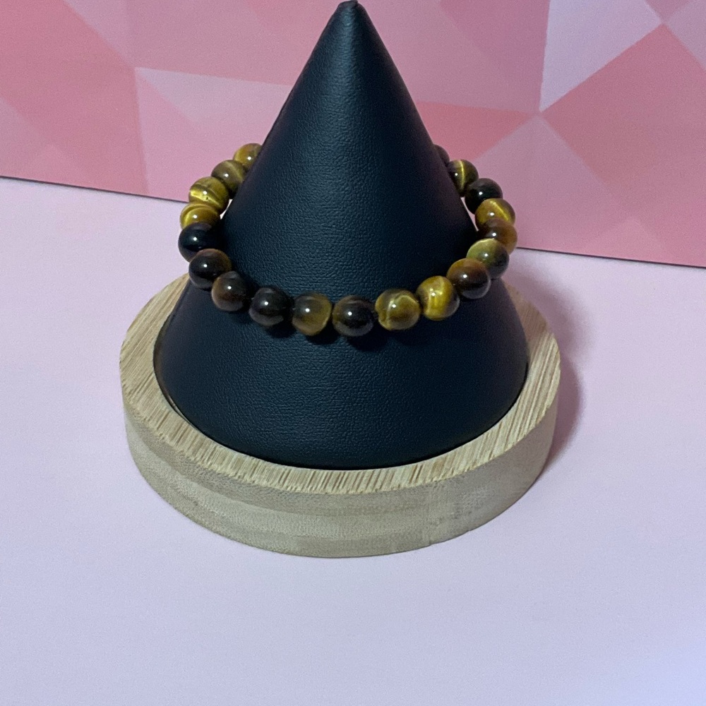 Tiger Eye Beaded Stretch Bracelet - Yellow Brown